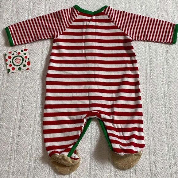 Little Me Red and White Striped Reindeer One Piece - Picture 6 of 6